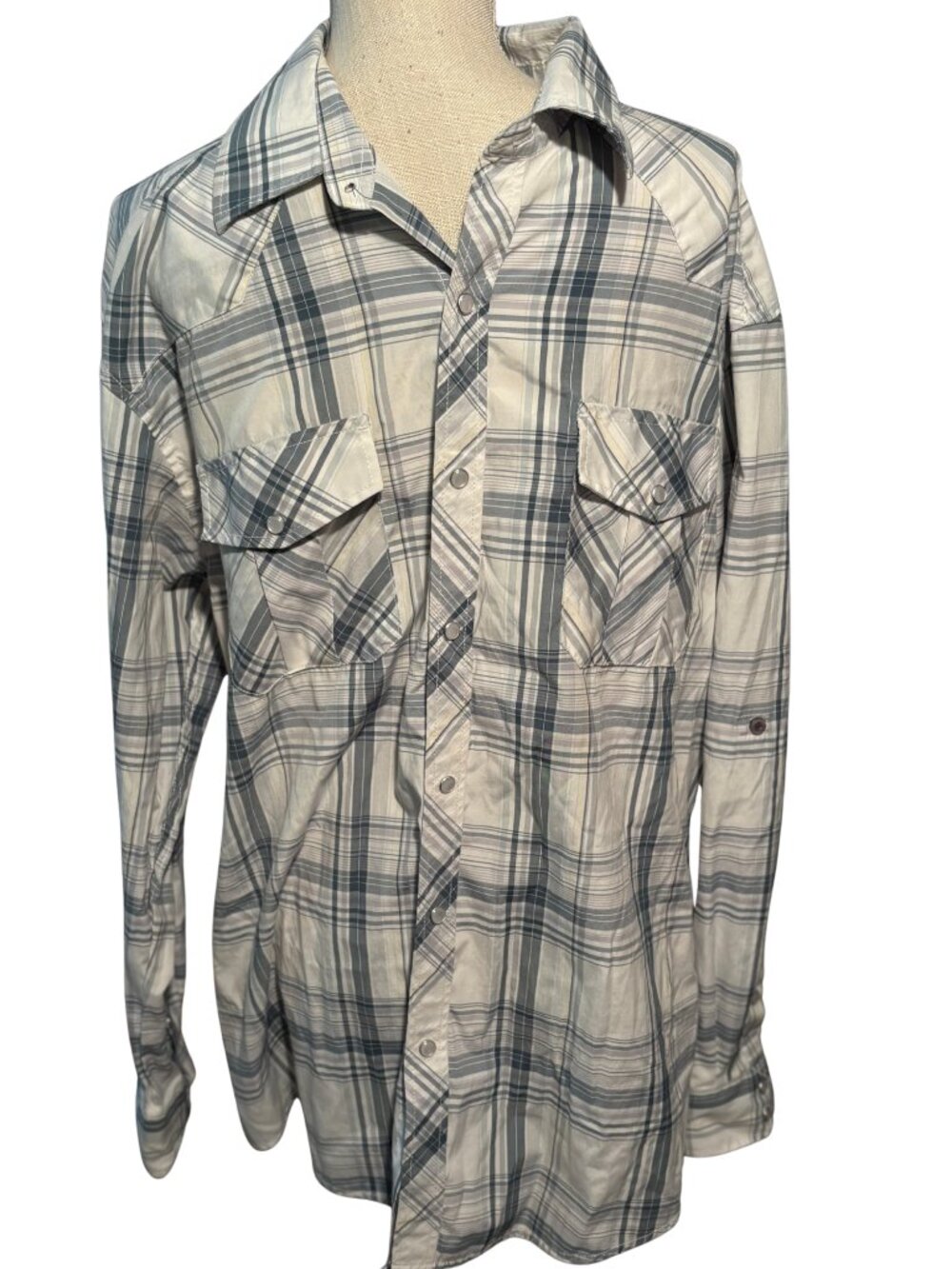 Western Pearl Snap Cowboy Long Sleeve Shirt Rodeo Ranchwear XL